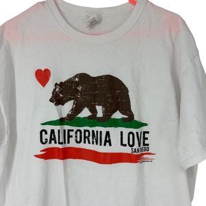 California Love San Diego Large White Tshirt Men Crew Short Sleeve Bear 3978
